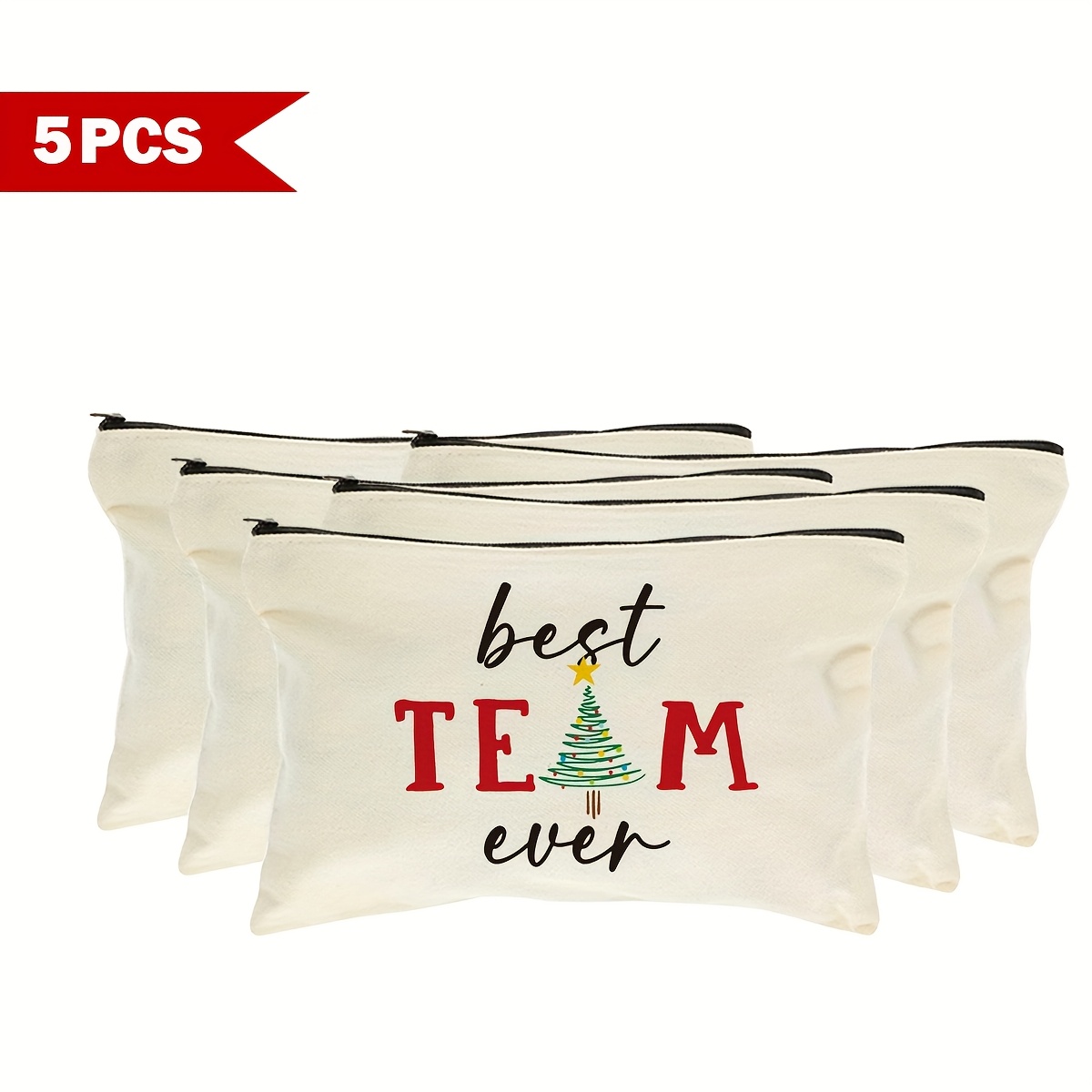 Image of 5pcs Zippered Portable Toiletry And Makeup Bags, Gift Packaging Set, Multifunctional Storage Bags, A Grateful Gift Expressing Love And , Perfect For Christmas Gifts, Graduation Gifts, And Essentials