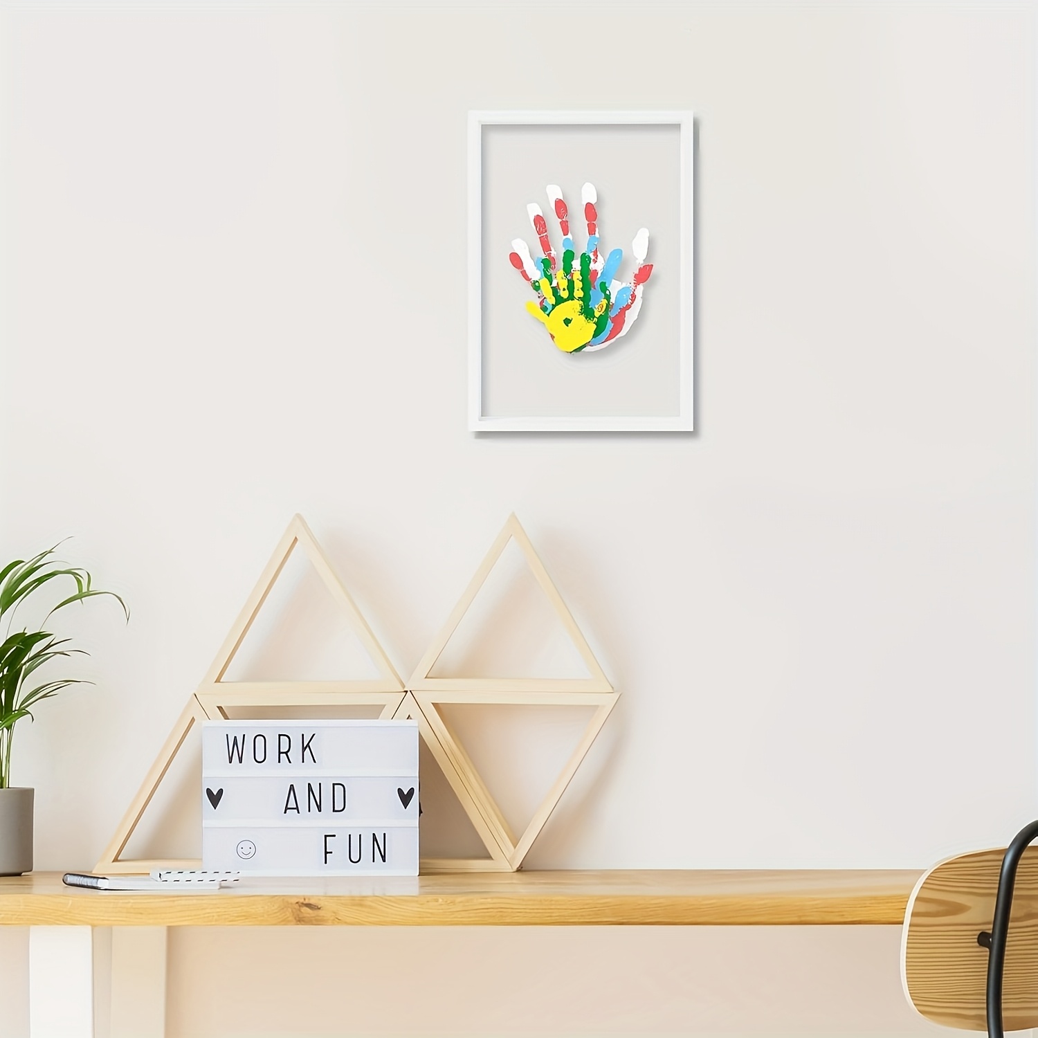 Family Handprint Memory Frame with 4 Handprint Slots and 6 Non-Toxic Colors, Gift for Family and Mother’s Day, Available in Black, White, an