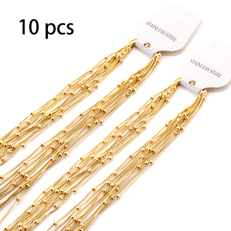 TEMU Collar de Cuentas Redondas de Acero Inoxidable de Lujo , 10 piezas, Collar de Mujer, Accesorio de Joyería Elegante, Joyería de Mujer de Acero