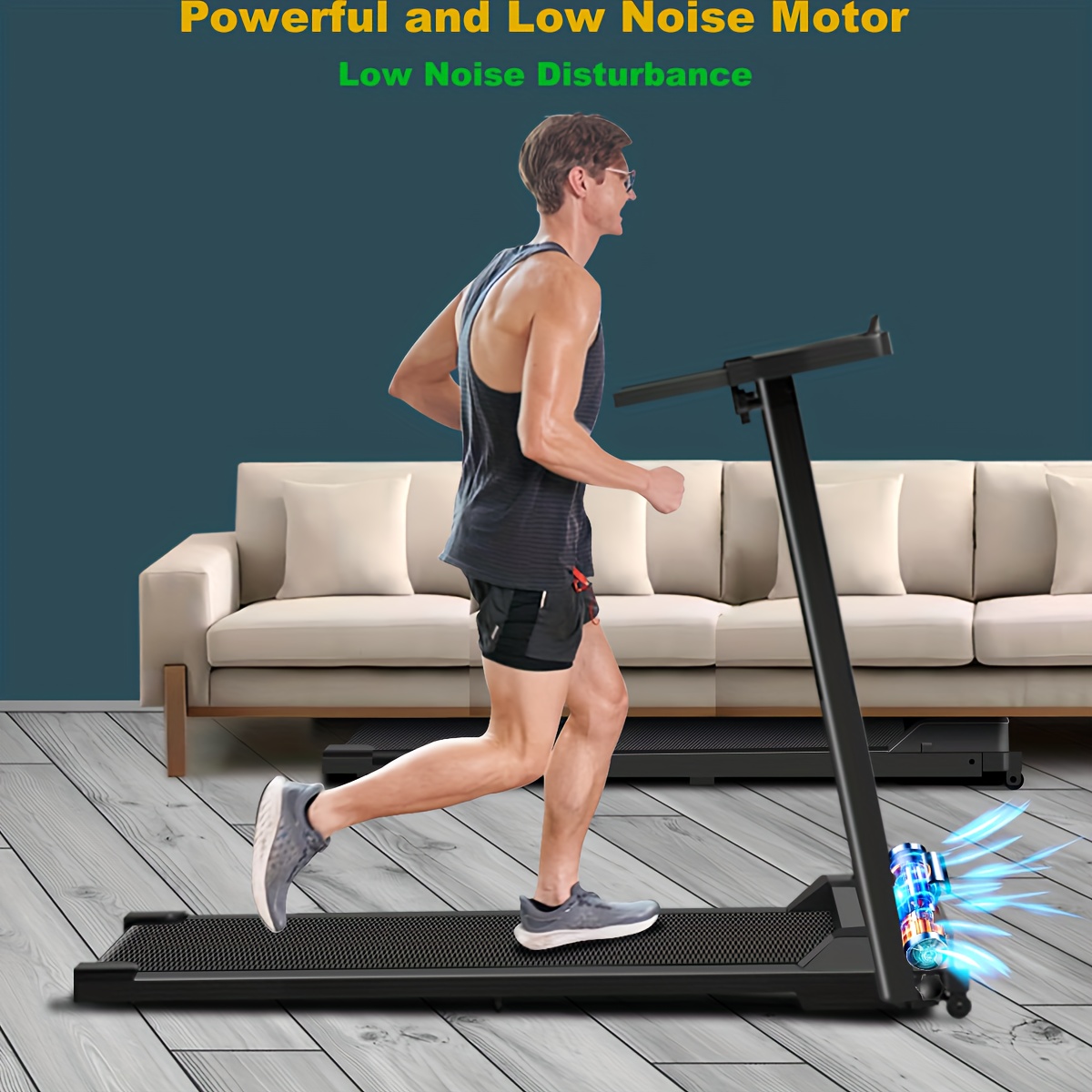 [Portable Walking Treadmill] Portable Walking Treadmill, 1pc, 300 Lb Capacity, Under Desk Treadmill Walking Pad With Handle Bar - Small Footprint, Household Treadmill, No Assembly Required