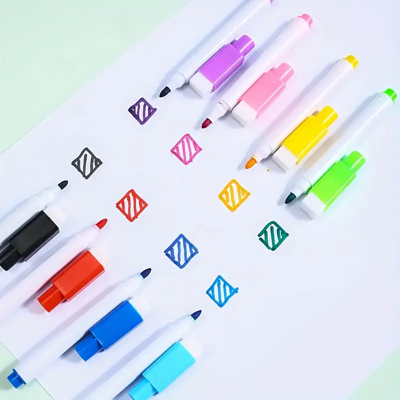 8 dry erase non toxic whiteboard markers with bright colors pink purple yellow fade resistant suitable for multi surface writing ideal for classrooms offices and homes details 1