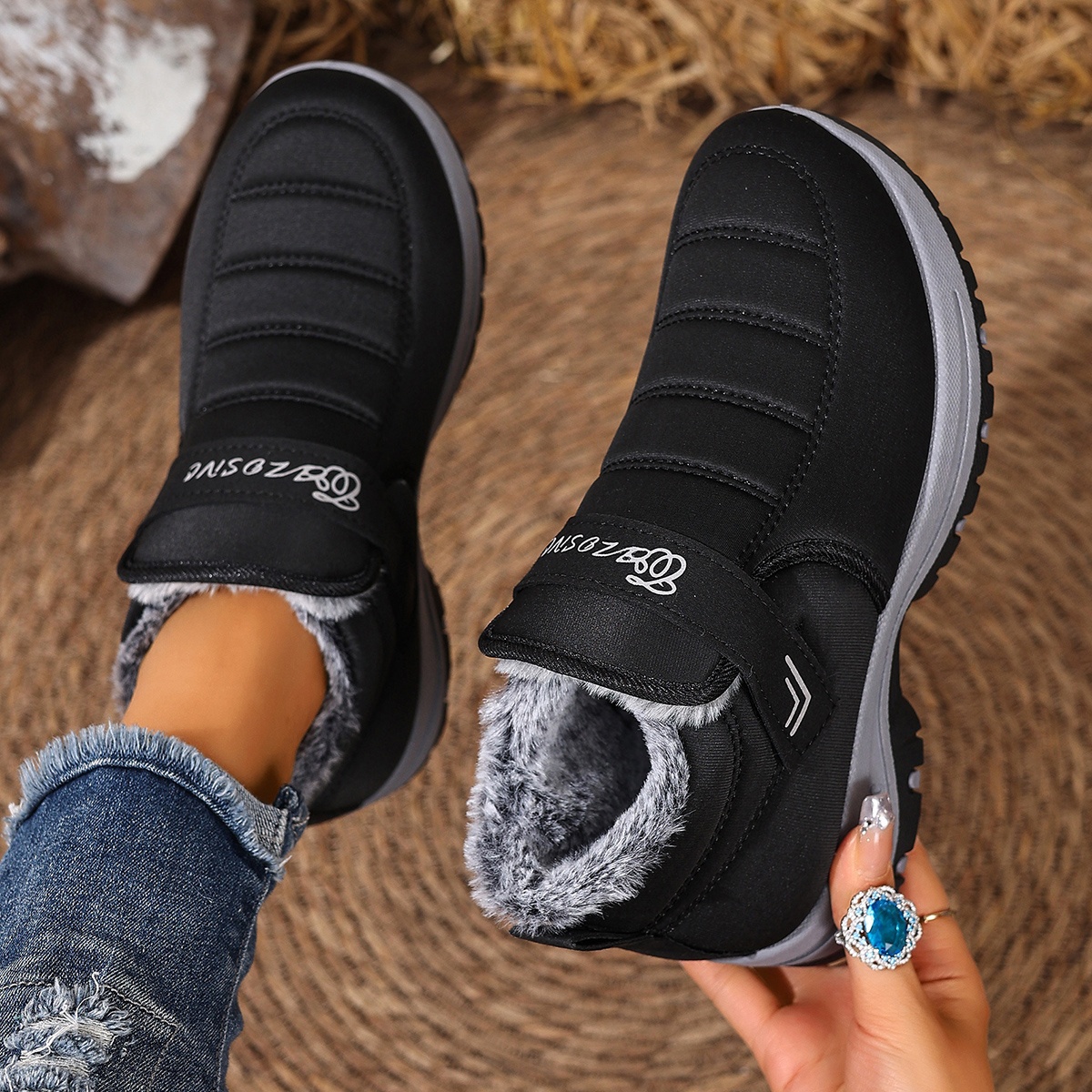 bottes dhiver thermiques pour femmes avec semelle épaisse en peluche - bottes de neige antidérapantes pour randonnée, glace et extérieur - bottes confortables et chaudes à bout rond et talon moyen (lavables à  ), chaussures pour femmes Détails du produit 1