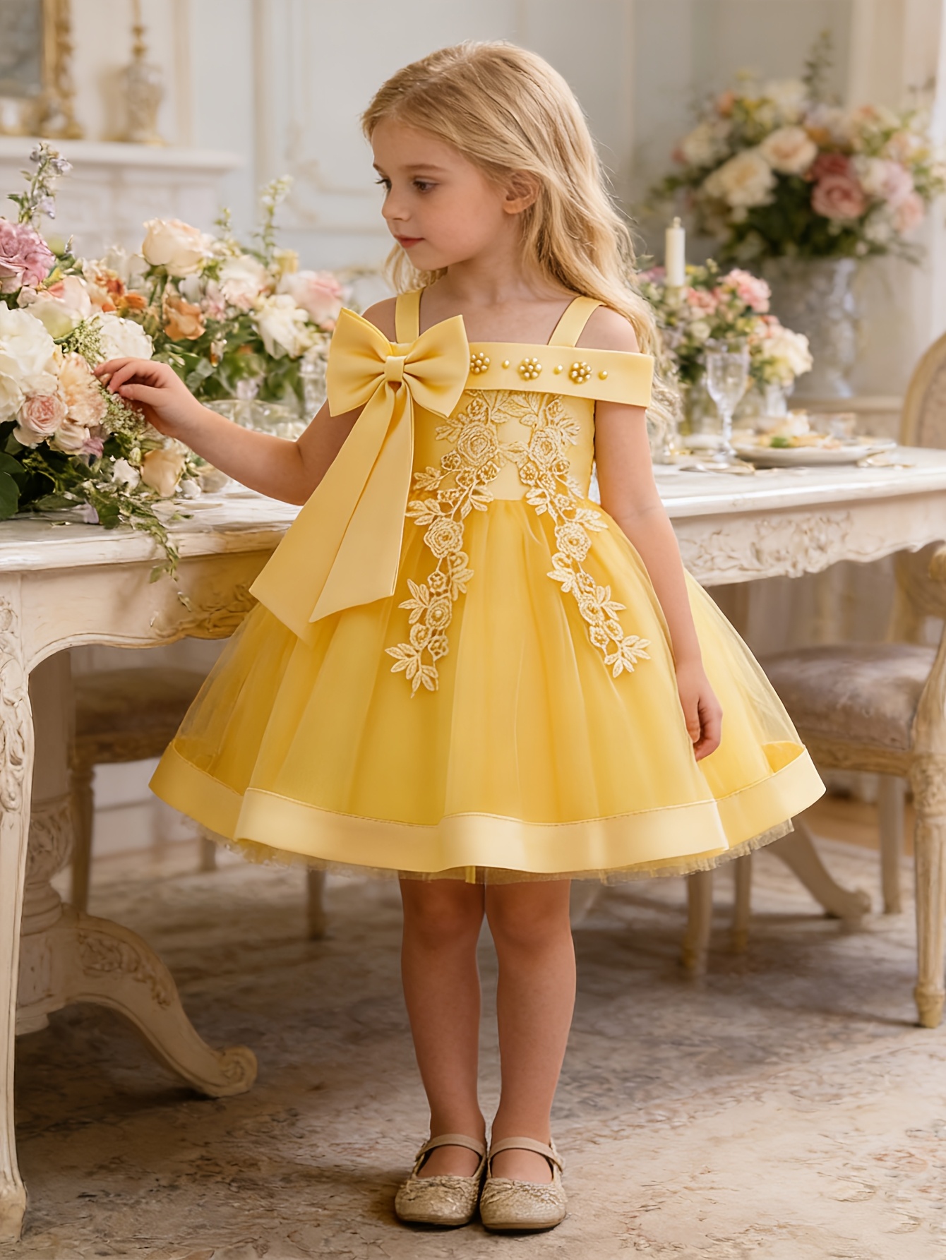 white christmas dresses Cute Baby Girl Sequin Dress Toddler Birthday Party Princess Dress, White / 5-6 Years (130cm) main image 1