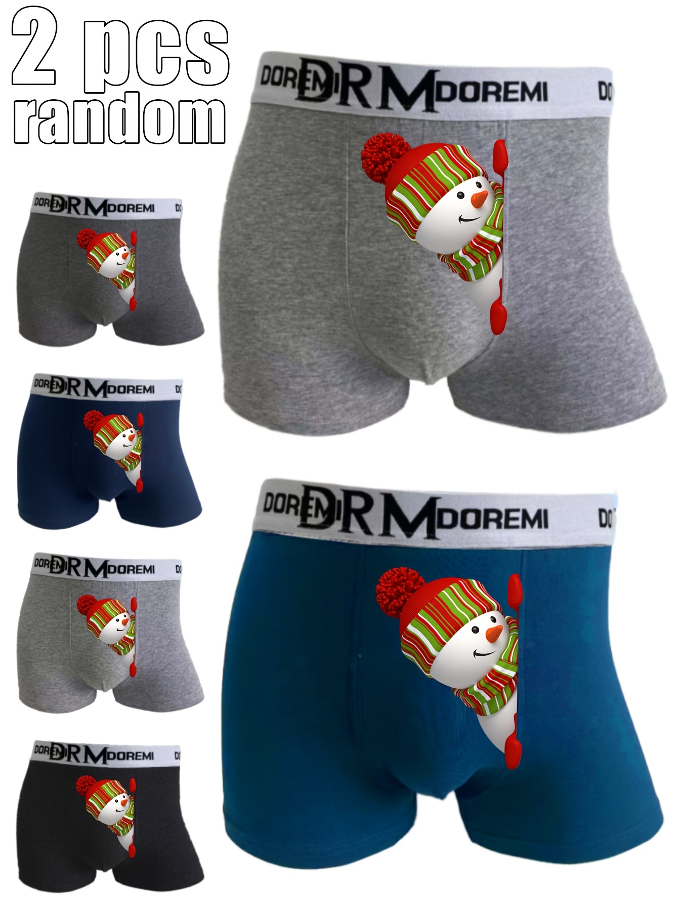 2-Pack Men'S Cotton Boxer Briefs, Geometric Pattern, Medium Stretch Knit Fabric, Comfort Fit Underwear