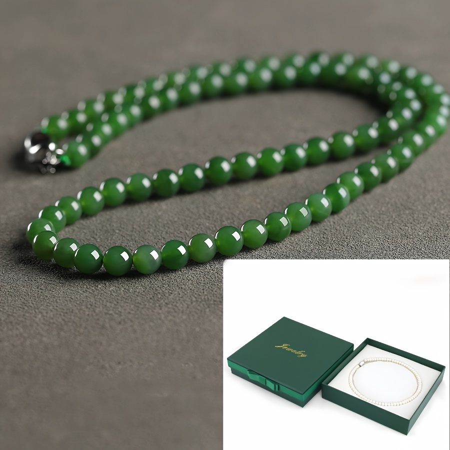 

1pc Natural Jade Bead Necklace, Party Necklace Jewelry For Men, Elegant Holiday Gift Choice