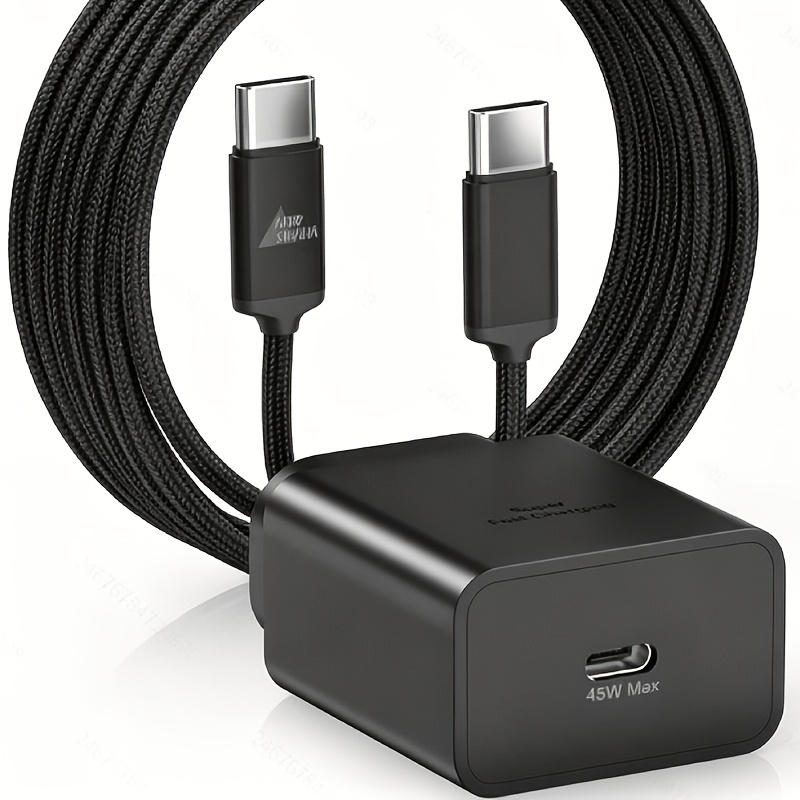 TEMU 45w Usb C Fast Charger, 1 Pack Single Charger With 2m/6.6ft Usb C To Usb C 100w Cable, Pps Usb C Wall Charger Compatible With S24/s23/s22, ,