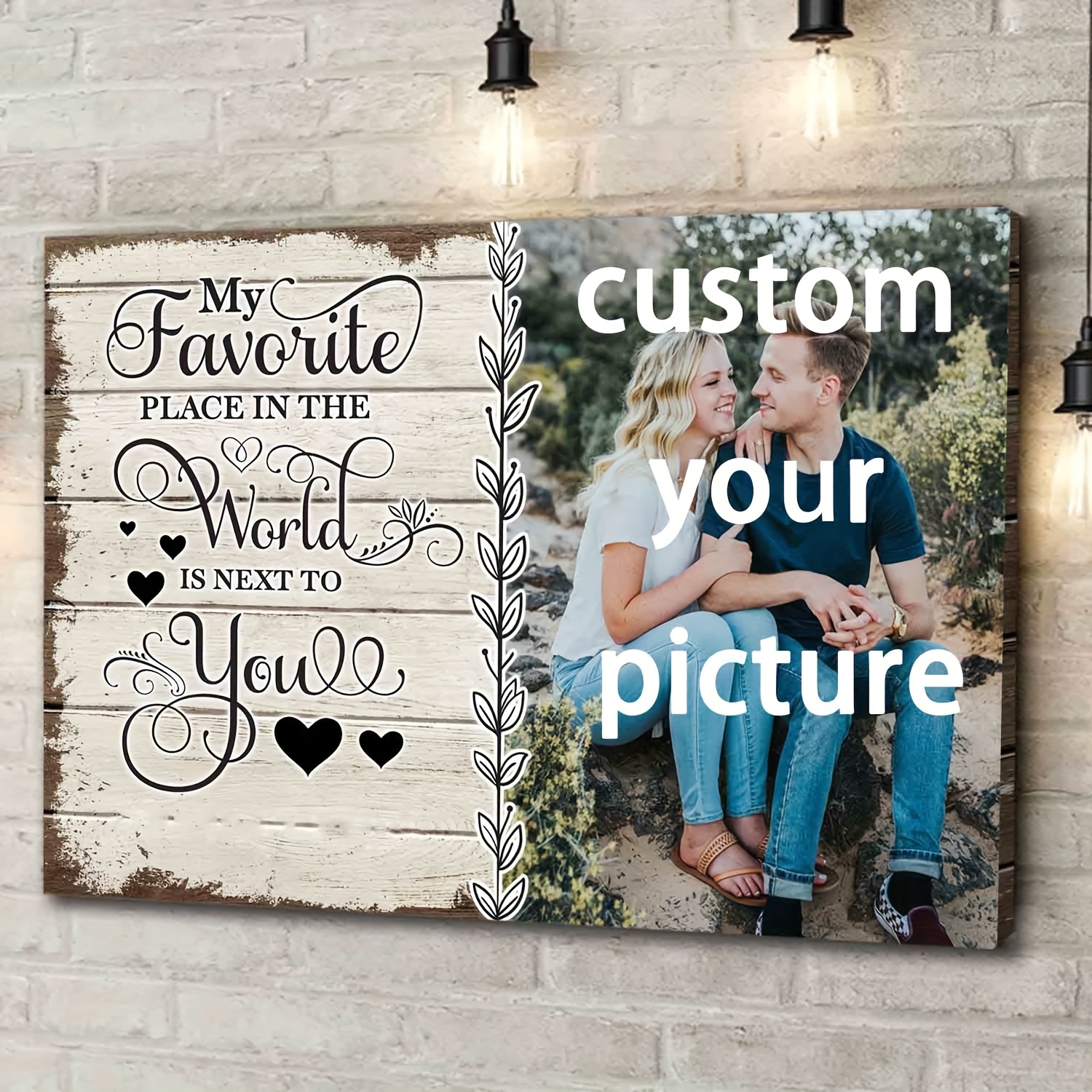 

Custom 11.8"x15.7" Wooden Canvas - Personalized Couple , Anniversary & Wedding Gifts, Ready To Hang, Room Decor