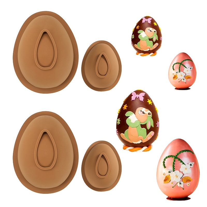 

4pcs Easter Egg Silicone Mold Set - 4" & 6" Hand- Designs For Chocolate, Cakes & Crafts - Smooth & Textured - Ideal Baking Accessories For , Hand-, Kitchen Baking Supplies