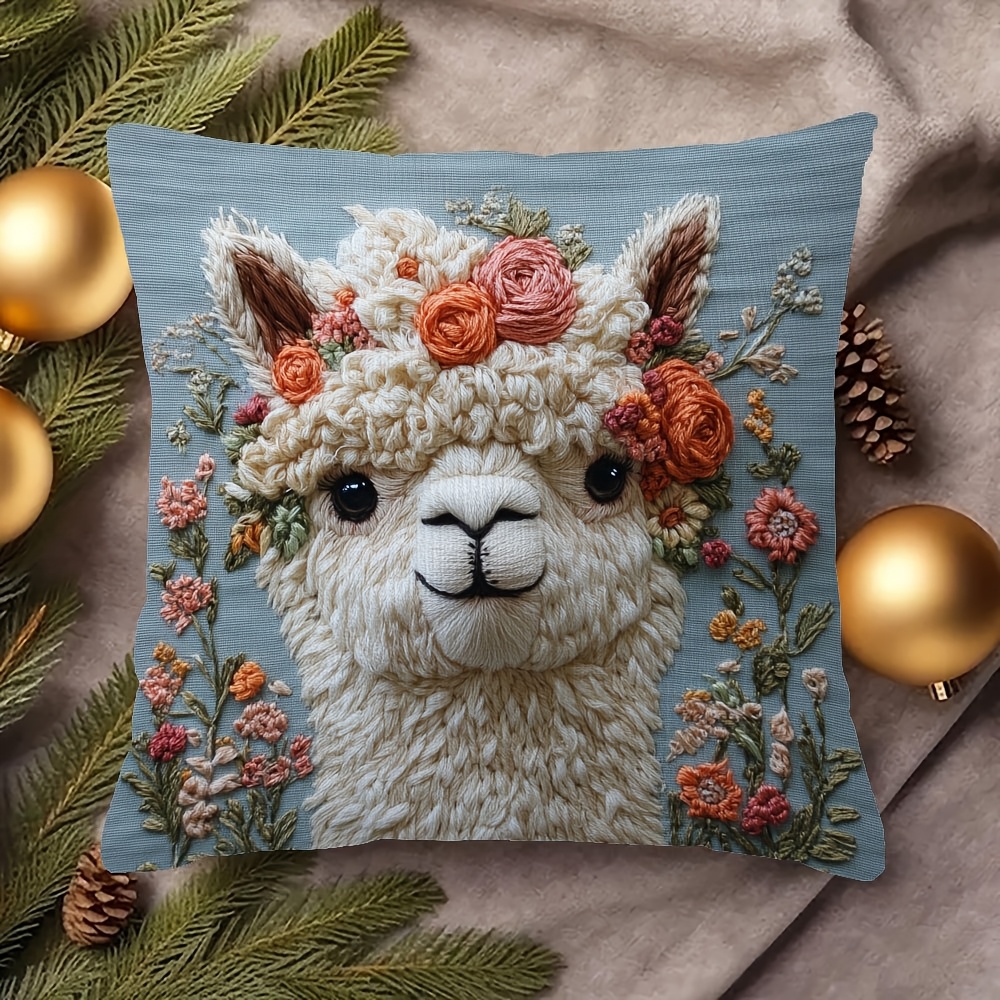 

1pc Super Soft Short Plush Pillowcase, 18x18 Inch - Alpaca & , Double-sided Printed, Ideal For Sofa, Living Room, Bedroom Decor, Machine Washable, No Insert Included, Comfy Couch