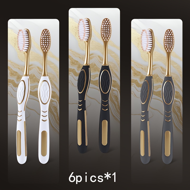 Image of Gloryin [6pcs Travel Set] [6pcs Travel Set X 2] Olive-shaped Anti-slip Handle Travel Essential Household, Adult, Couple, Soft Bristle Toothbrush.