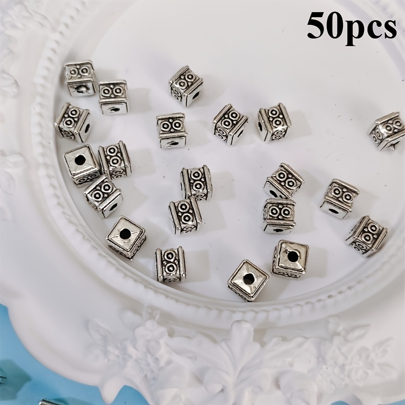 50pcs Bracelet Accessories Square Spacer Beads For Beaded Bracelets