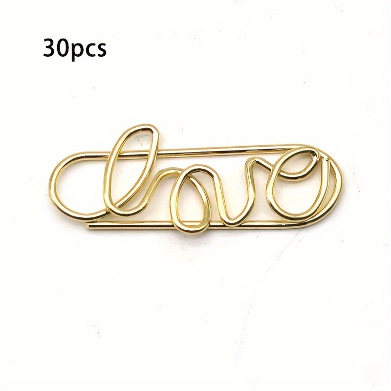 Image of 30 Pcs Love Shaped Paper Clips - Rose Golden And - Office Supplies, Desk Accessories, Gift For Lovers, Valentine's Day