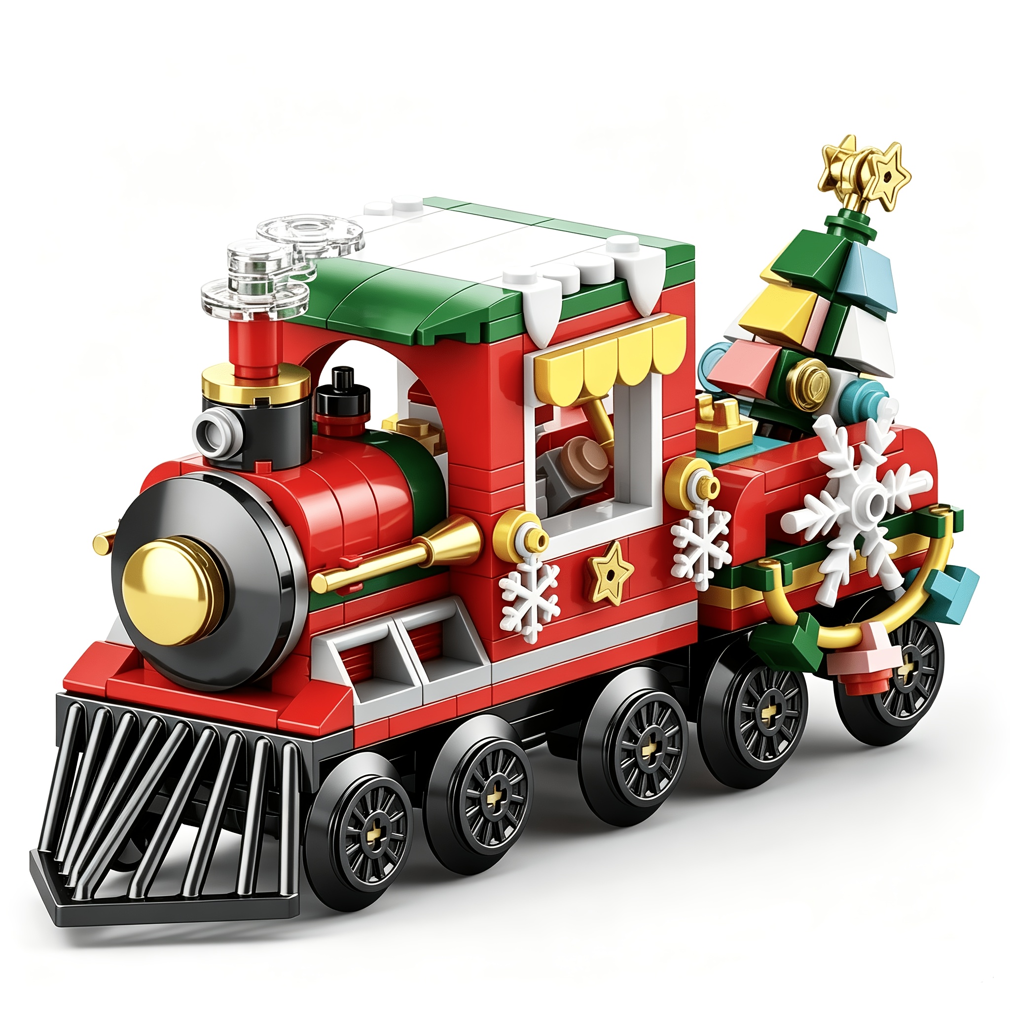 TEMU Vintage Christmas-themed Small Train Building Blocks, Intricate Details. Assembling Them Skills And Imagination. Completed, Make An Exquisite