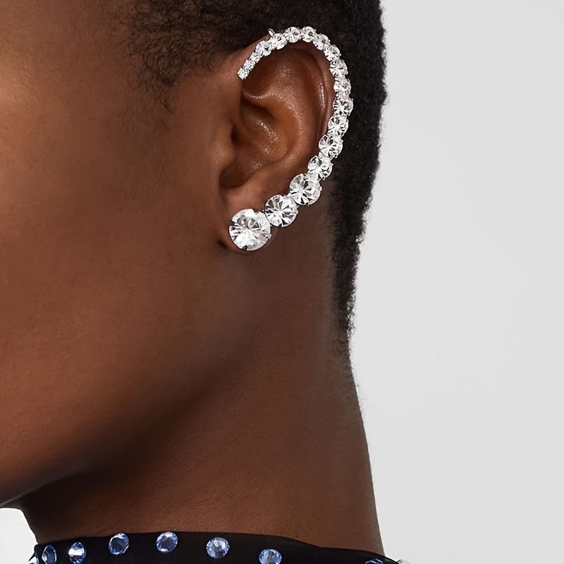 TEMU 1pc High-end Geometric Earrings Simple European , Synthetic Synthetic Zirconia Earrings For Wedding Parties And Holiday Gifts Perfect For