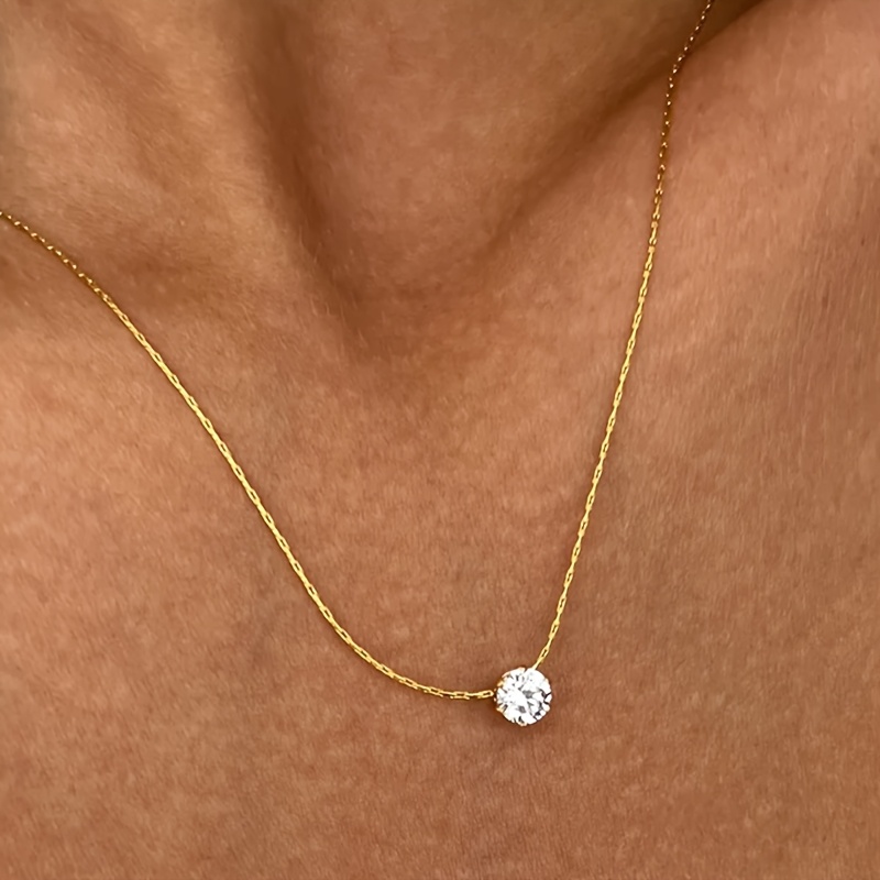 TEMU Mini Ronde Hanger Ketting Dames Licht Luxe Niche Design Frisse Sleutelbeen Ketting