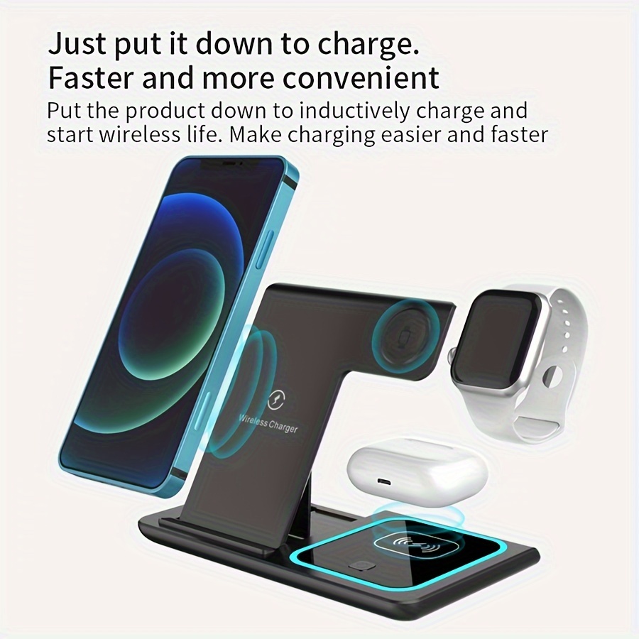 

Wireless Charger, 3-in-1 Wireless Charging Station, Fast Wireless Charger Stand For 14/13/12/11/pro/max/xs/xr/x/8/plus, For Watch 8/7/6/5/4/3/2/se, For Airpods 3/2/pro