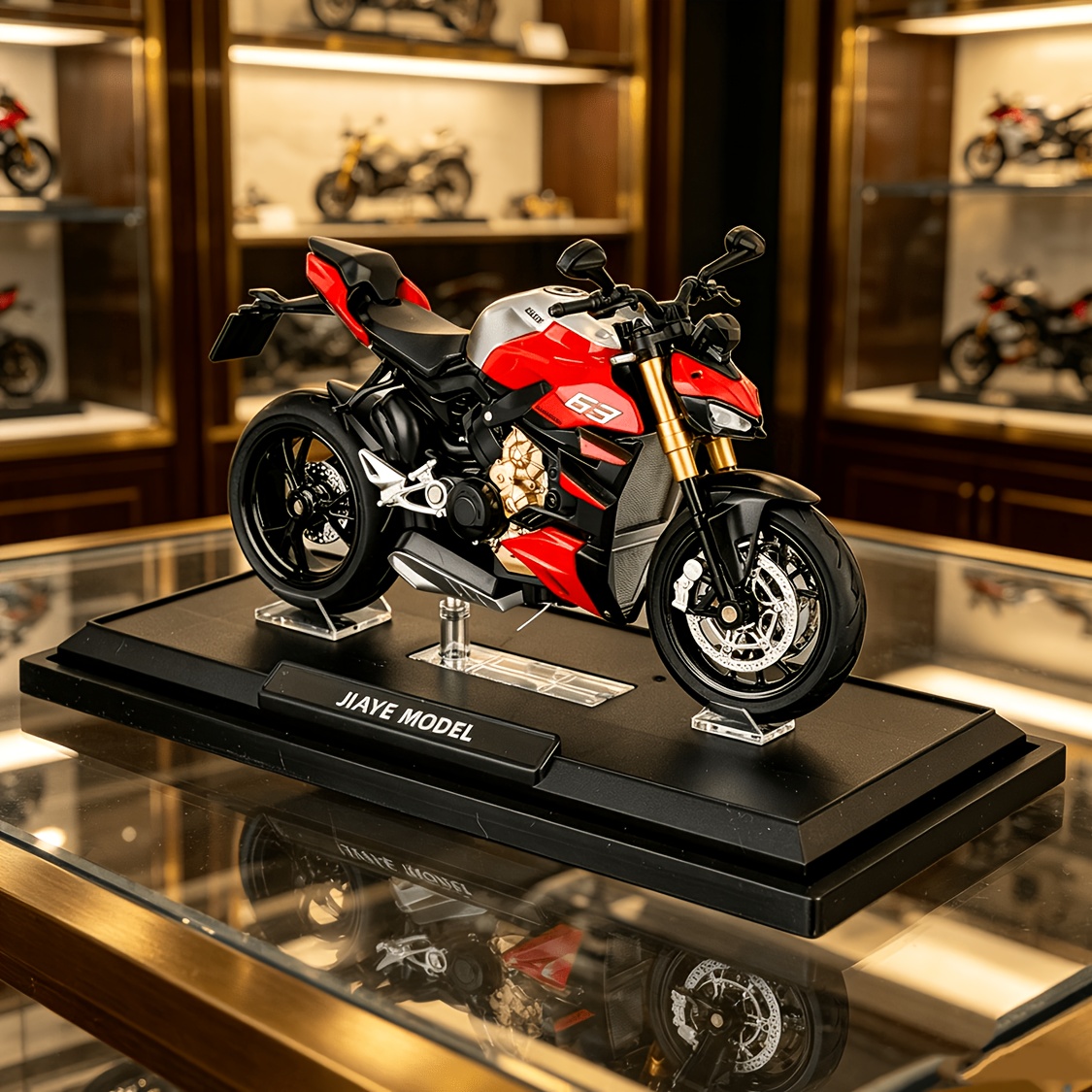 Image of 1:12 Street Motorcycle Alloy , Alloy Golden Static Simulation Ornaments, Restored Vehicle Details, With Display Base, Enthusiast Collection Ornaments, Home Desktop Decoration