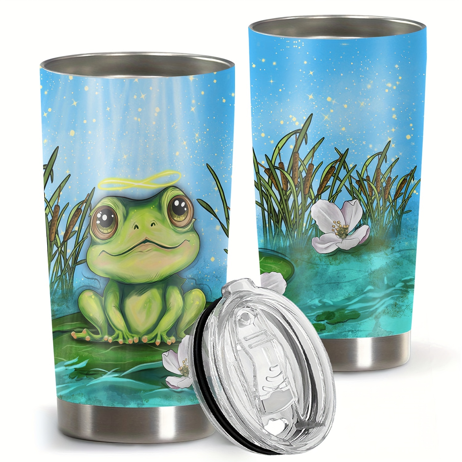 

20oz Stainless Steel Tumbler With Lid - Frog & Lotus Insulated Travel Mug, Portable & Bpa-free, Keeps Drinks Hot Or Cold, Ideal Gift For Thanksgiving, Christmas, Teachers' Day & More - 1pc