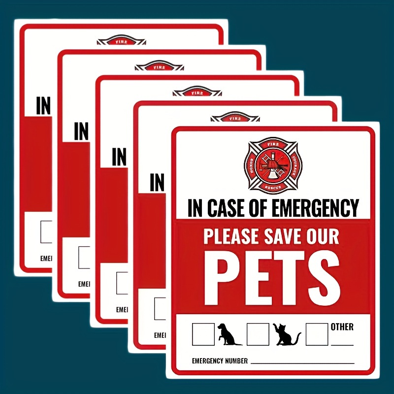 

Pet Rescue Window Stickers: 3 Pieces, 4in X 5in, Firefighter Alerts For Emergency Situations - Save Your Pets