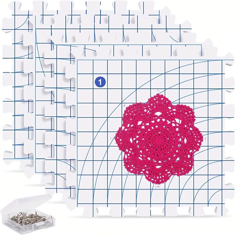 Set Bloccaggio Per Lavori A Maglia - 9 Tappetini, Spilli, Blocchi E Accessori Per Ferri - Foto 9