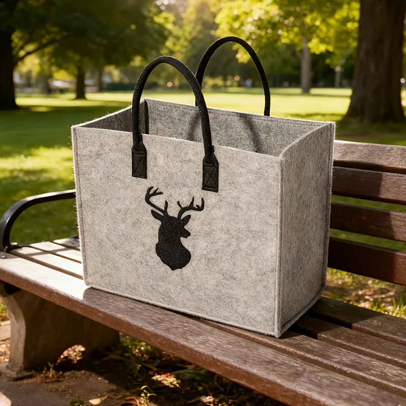 E-shop 1 Stück Halloween-Design Filz Einkaufstasche Elch Dekoration Tragetasche Großes Fassungsvermögen Outdoor Picknicktasche Feiertags-Atmosphäre
