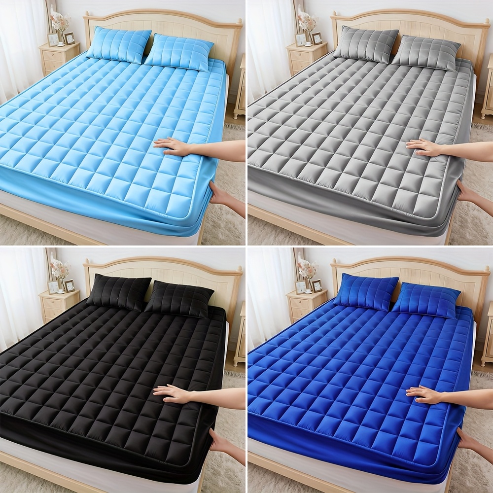 1pc 100 waterproof mattress protector   cooling breathable noiseless mattress pad cover thickened quilted mattress protector fitted sheet deep pocket up to 15 without pillowcase and pillow suitable for hotels bedrooms