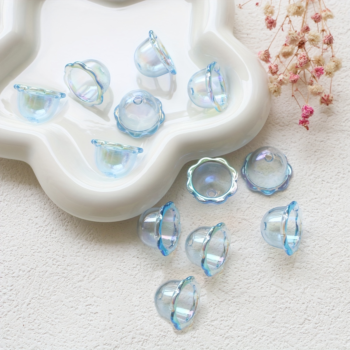 12pcs Transparent Acrylic Wind Bell Beads Charms For Jewelry Making Handmade Necklace Earrings Key Chain Phone Chain Additions