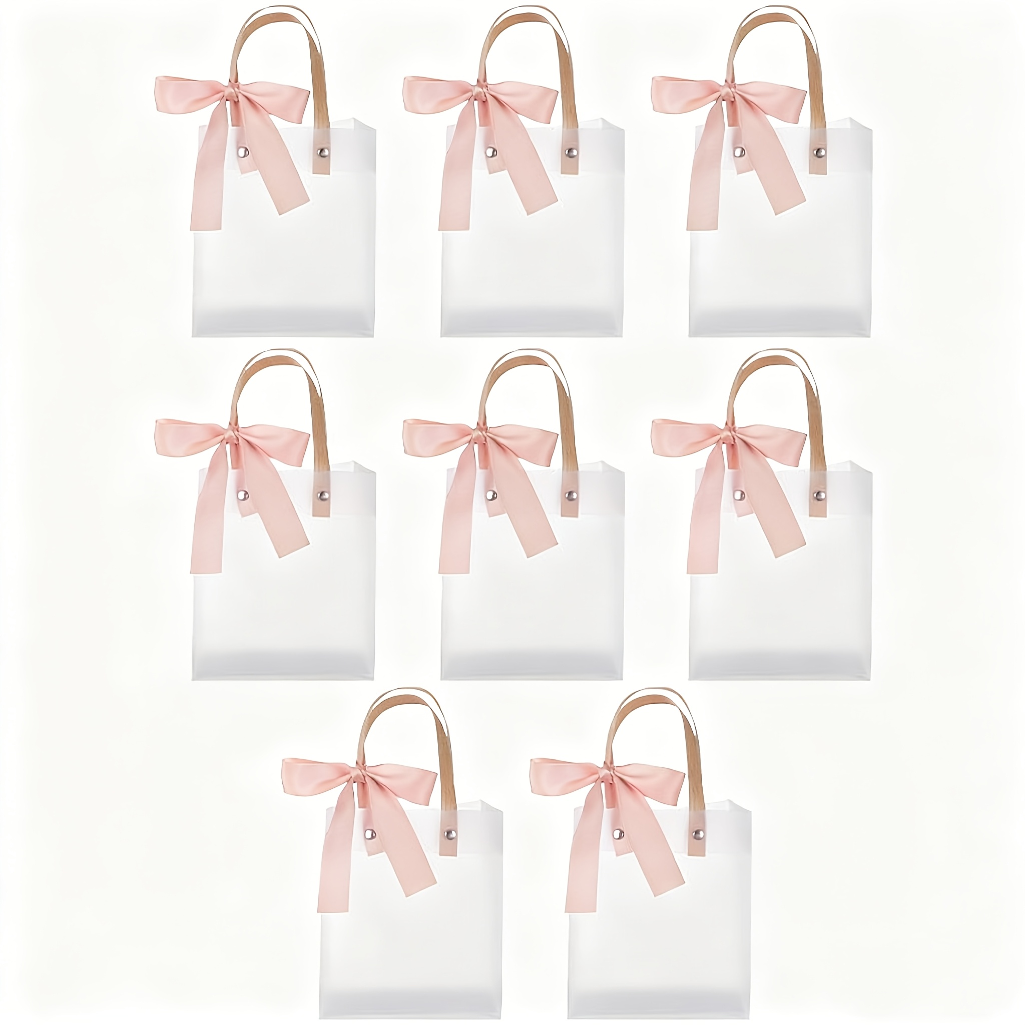 TEMU Gift For Her/him 16pcs (8 Gift Bags   8 Ribbons) Frosted Plastic Gift Bags For Gift , Reusable Favor Bags With Ribbon Bows For Christmas Wedding