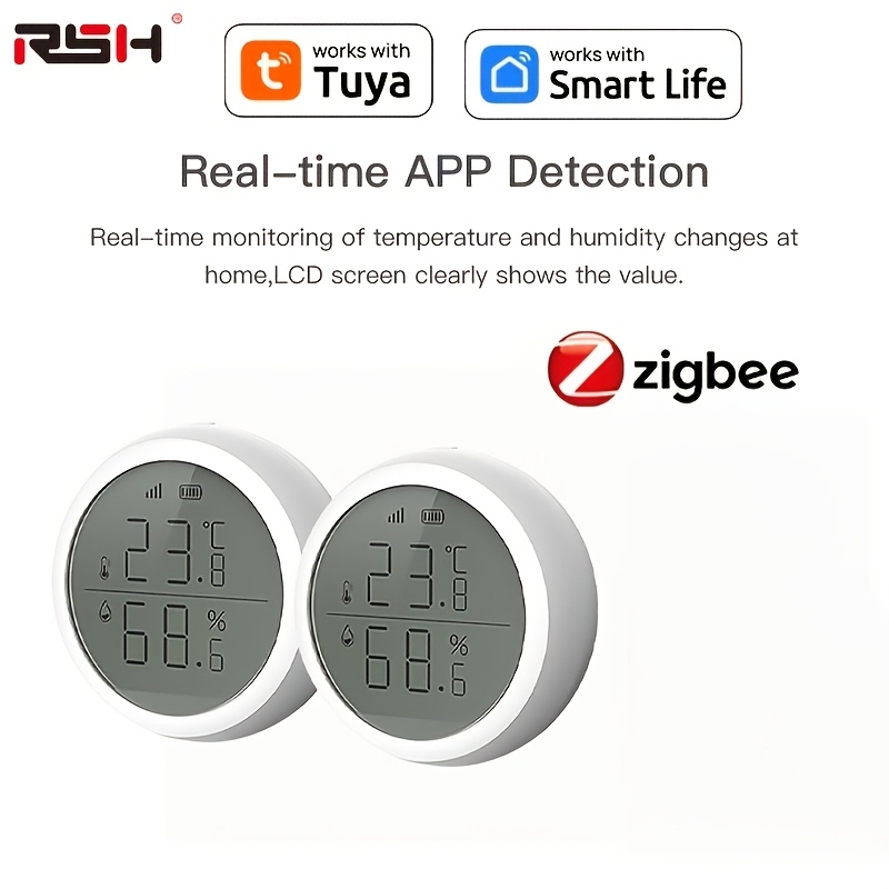 1/2pcs Convenient Digital Lcd Indoor Zigbee Temperature Sensor Humidity Meter Sensor, Compatible With Smart Remote Control Thermometer Hygrometer Sensor Home