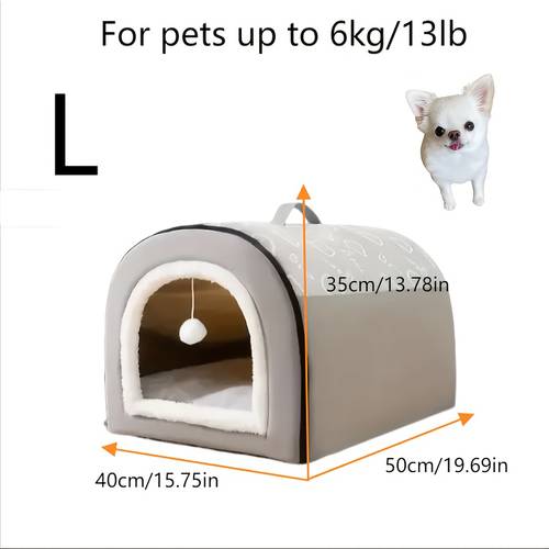2in 1 portable foldable dog house indoor dog house for cat and small medium and large pet dogs warm sturdy and secure cave sleeping nest bed for cats and dogs foldable removable and washable brown or grey