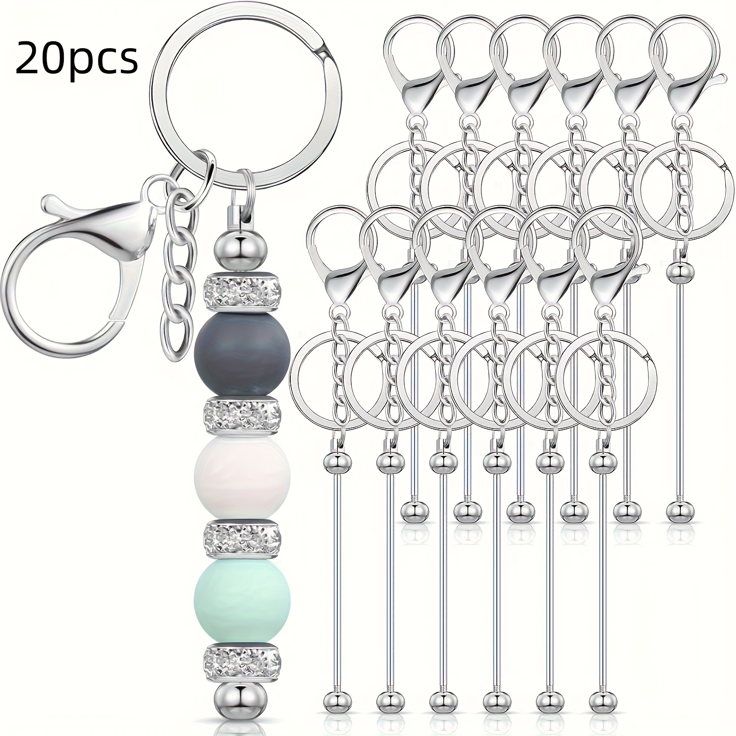 TEMU Lot de 5/10/20 porte-clés vierges perlés pour homme, accessoires de porte-clés à soi-, bandes de porte-clés perlées, production en série, pour