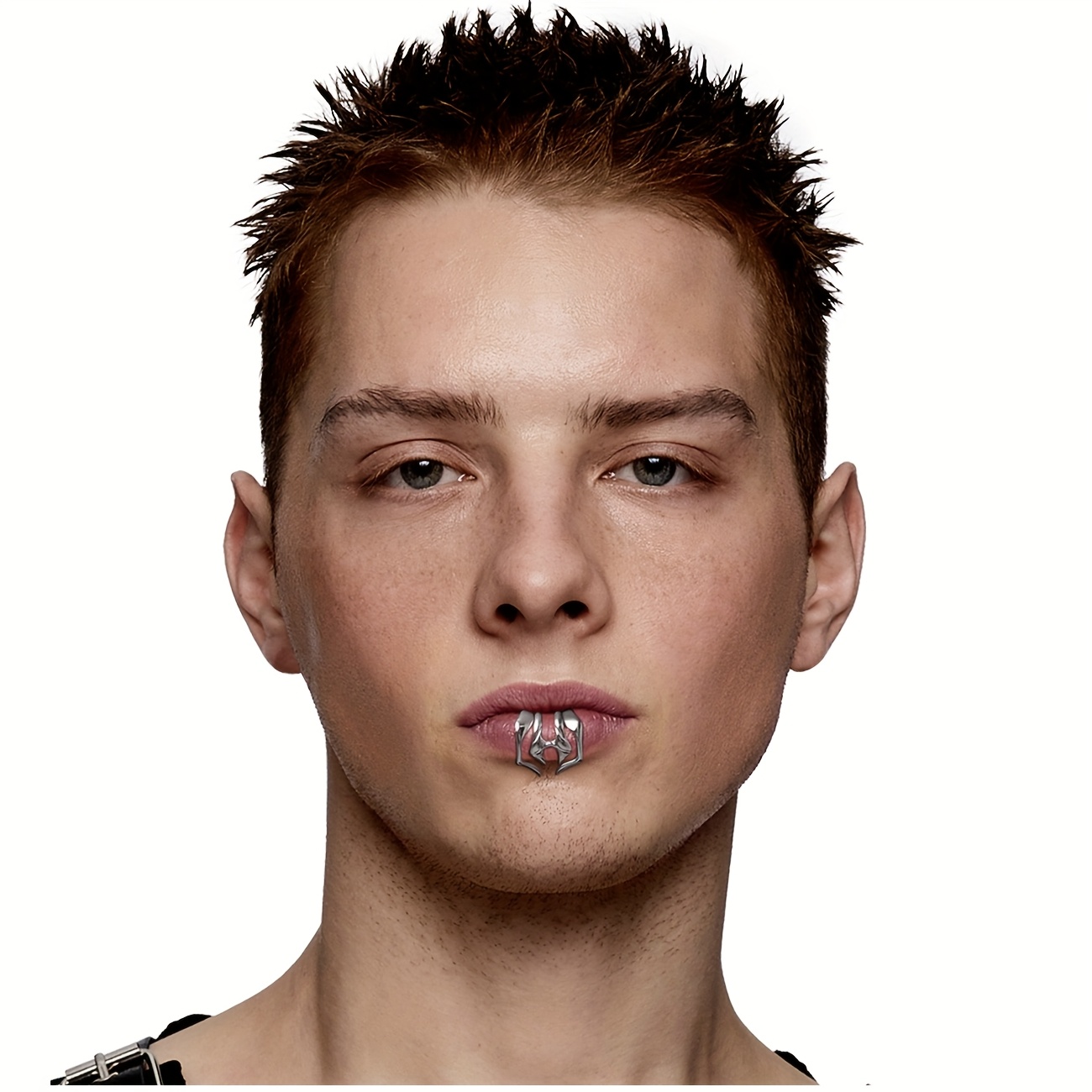 cyberpunk liquid silvery futuristic luxury irregular non piercing wrap lip cuff jewelry   face accessories