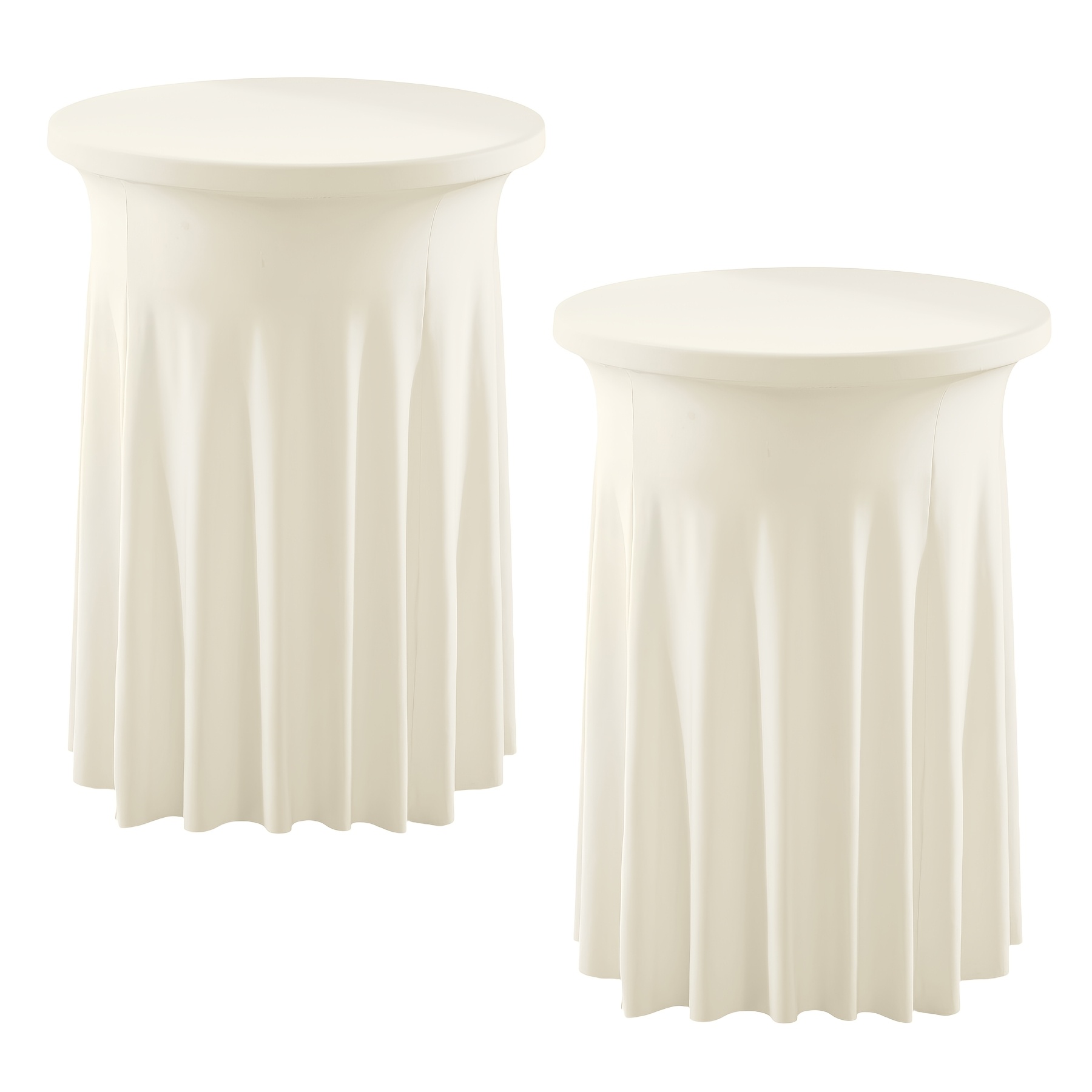 Image of 2 2.7-foot Cocktail Table Tablecloths, Reusable, Made Of Polyester Blend, With Good Elasticity, Suitable For Indoor And Outdoor Wedding Decorations, And For Preventing Stains On Of A Restaurant.