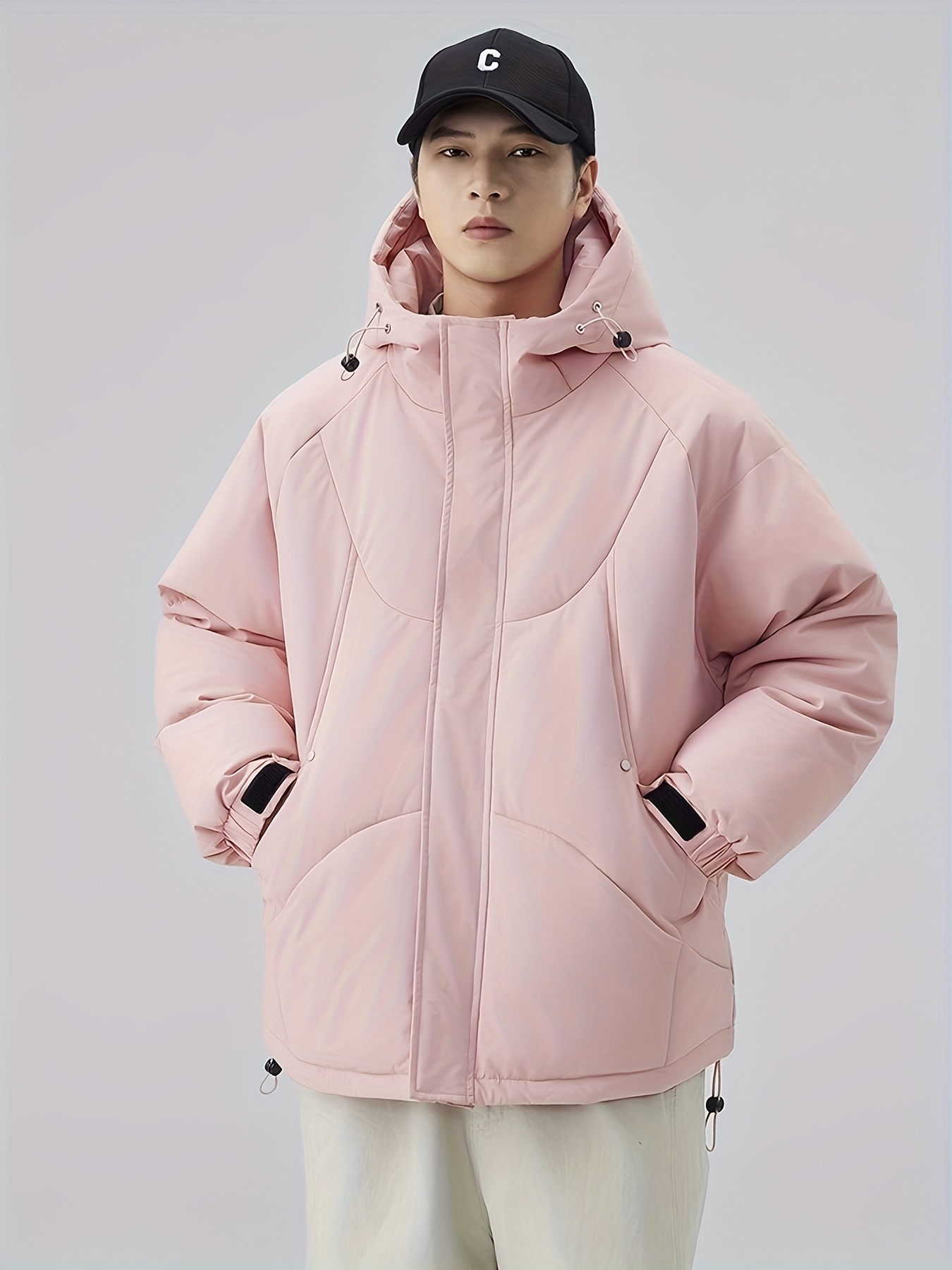Men's Vintage Patchwork Padded Hooded Jacket, Thickened & Warm