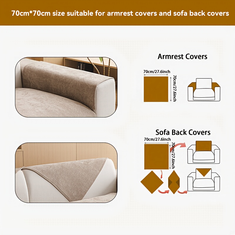 TEMU 1pc Chenille Fabric Sofa Cushion Cover With Non-slip Backing, Solid Color, Modern Minimalist Style, Pet-friendly. Suitable For Bedroom, Study,