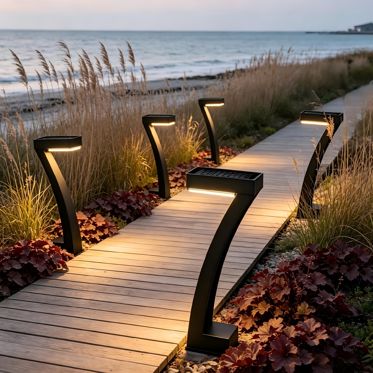 7-shaped Solar Outdoor Light Conforms To The Wall, With A Wide Range And Bright Light. Long-lasting . Integrated Solar Panel For Power Storage, Sturdy And Durable Casing