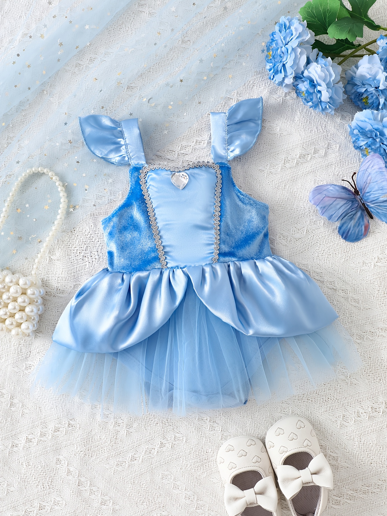 white tulle dresses Elegant White Tulle Flower Girl Dress Size 7-8 / White main image 1