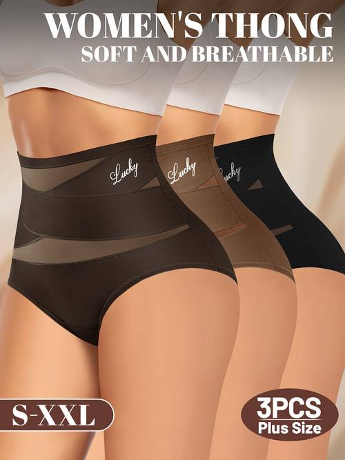 3 pack high waist tummy control womens panties breathable mesh cross shaped tummy control shaping lift