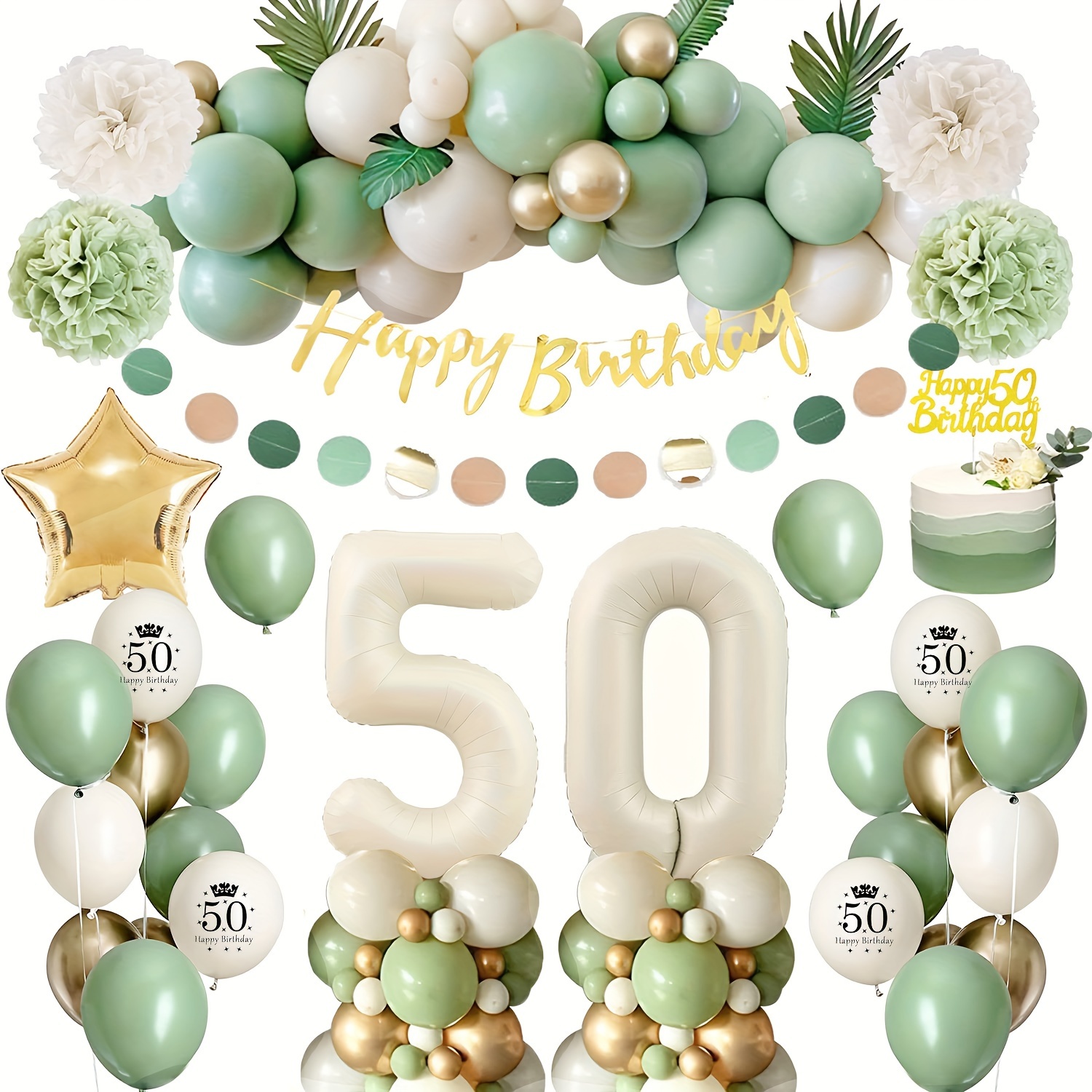 Decoraciones de 50 ° cumpleaños para mujer y hombre, conjunto de fiesta  para adultos, 50 años de edad, pancarta de feliz cumpleaños, suministros de  aniversario de cumpleaños - AliExpress