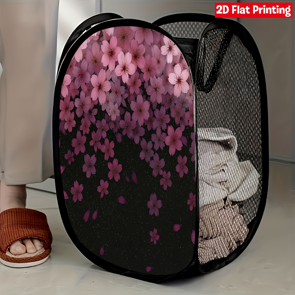 TEMU 1 panier à linge pop-up avec motif de roses, facile à plier pour le rangement dans , ou de bain, parfait pour la Saint-Valentin