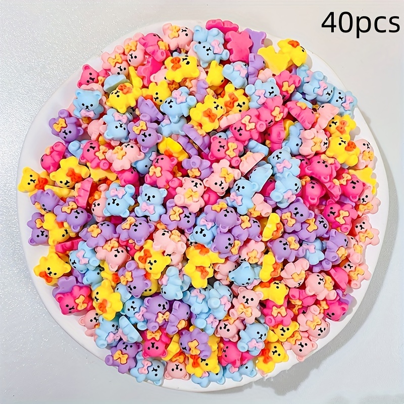 40pcs White Bear Theme Resin Flatback Round Scrapbooking Decoration
