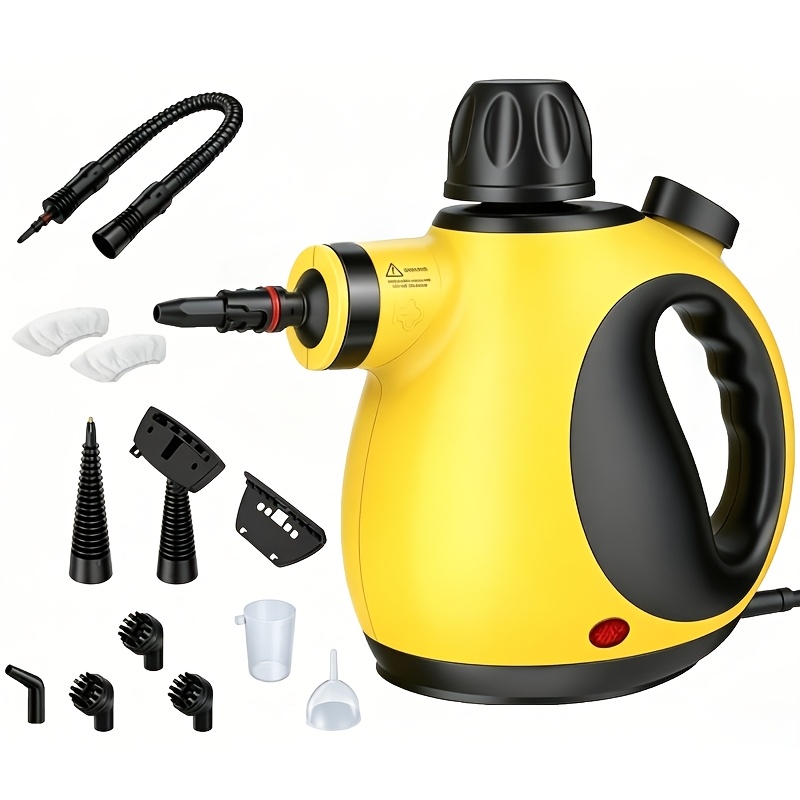 TEMU Nettoyeur Vapeur Portable Pressurisé 1300W, 11 Accessoires Adaptés à Toute Domestique, Cuisine, Salon, Voiture, à l'Huile