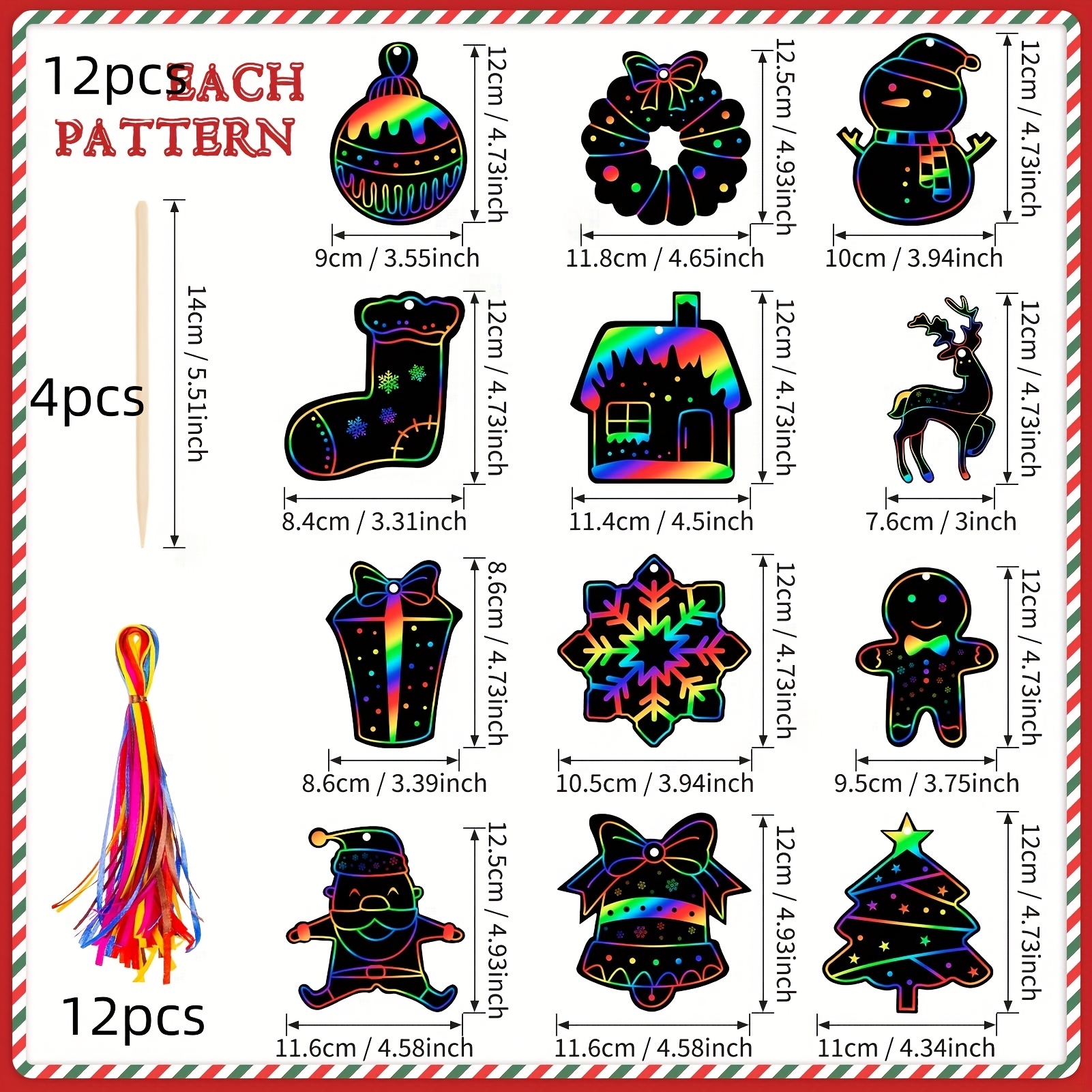 Image of Set Of 28 84pcs, Festive Scratch Art Cards For Designs, Scratchable Paper Decorations For Christmas Trees, And Gift Tags For Holiday Ornaments