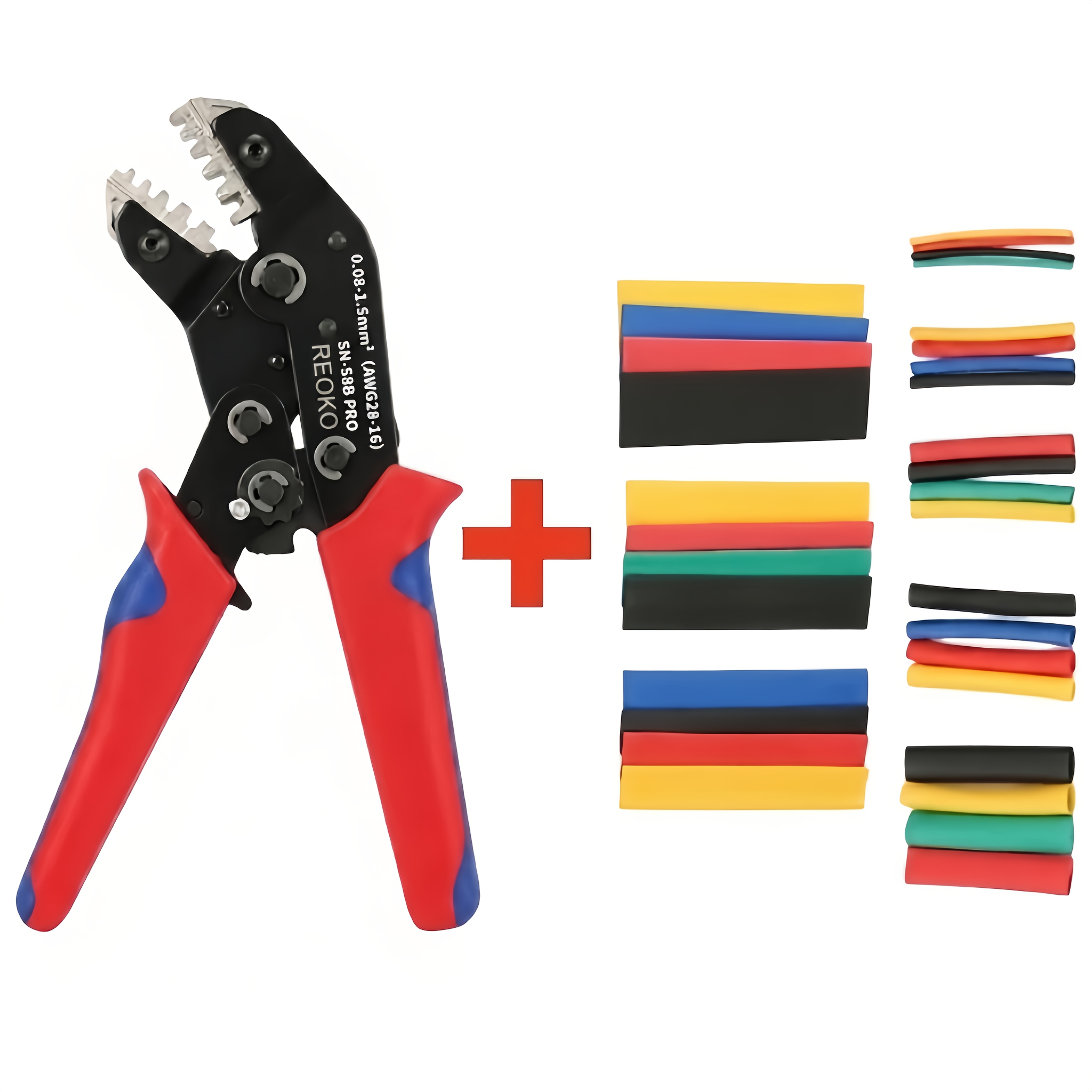 TEMU Professional Sn-58b Pro Crimping Tool Set With 164pcs Heat Shrink Tubing, Ratchet Terminal Crimper For Jst 2.8/4.8/6.3mm, Precision Wire Pliers