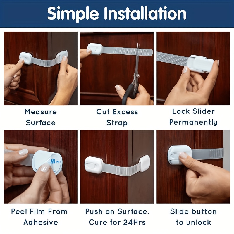 Child Safety Lock Made of Plastic for Cabinets, Adjustable Multi-Purpose Drawer Lock, Designed to Protect Doors And Prevent Children from Getting Stuck