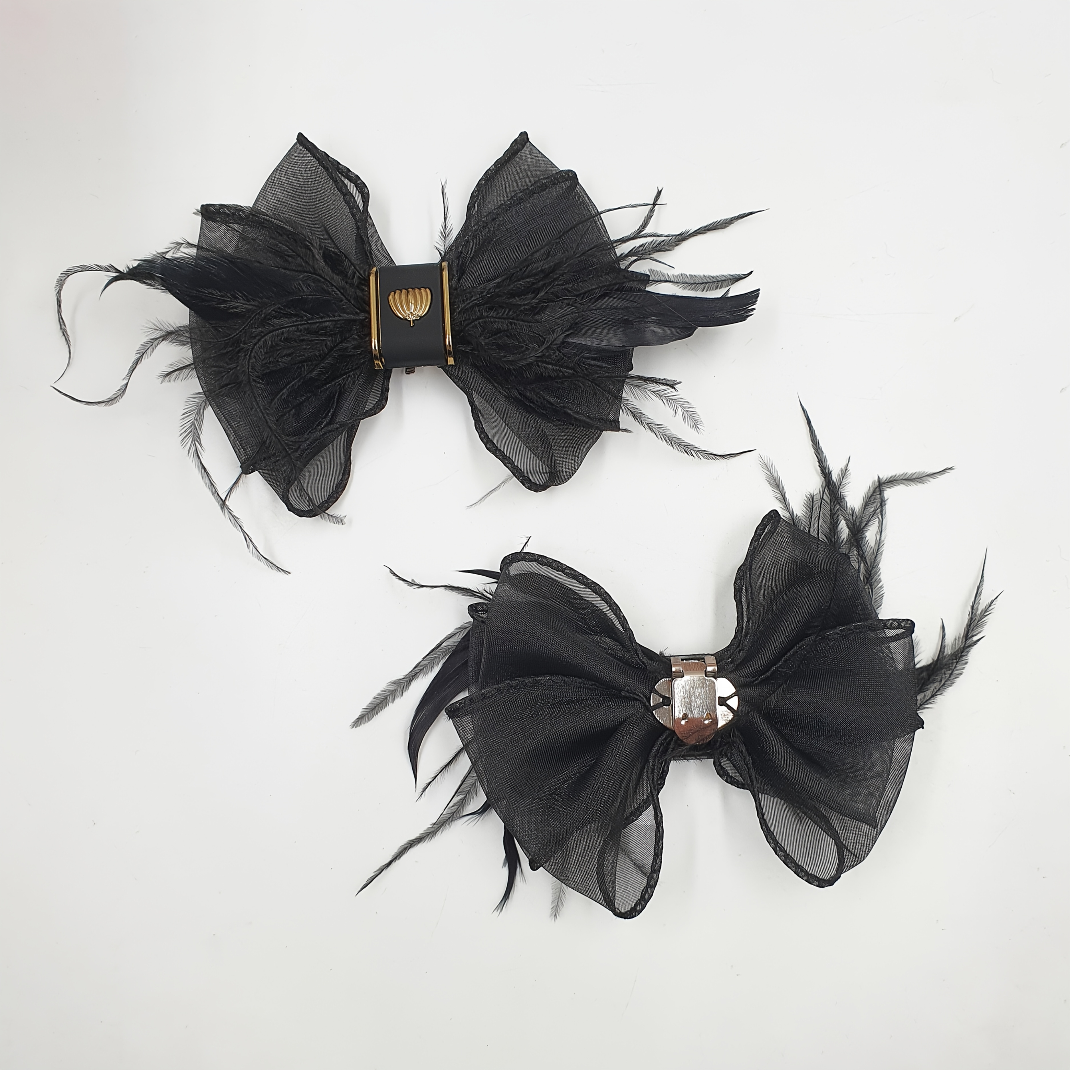 2pcs Set Of Feather Mesh Shoe Clips Removable Wedding Shoe Additions Decor Party High Heels