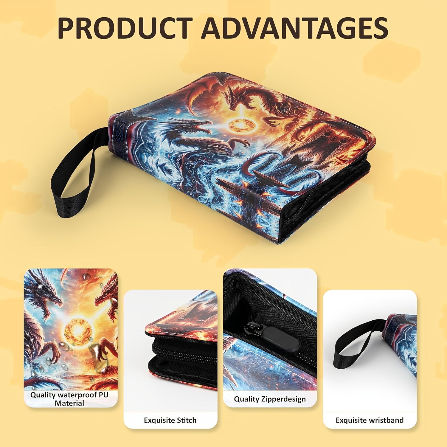 The Card Holder Has 4 Pockets, Suitable for 400 Trading Cards, Featuring 50 Removable Sleeves, a Portable Collection Card Binder, And a Zippered Game Card Box, Perfect for Gifting