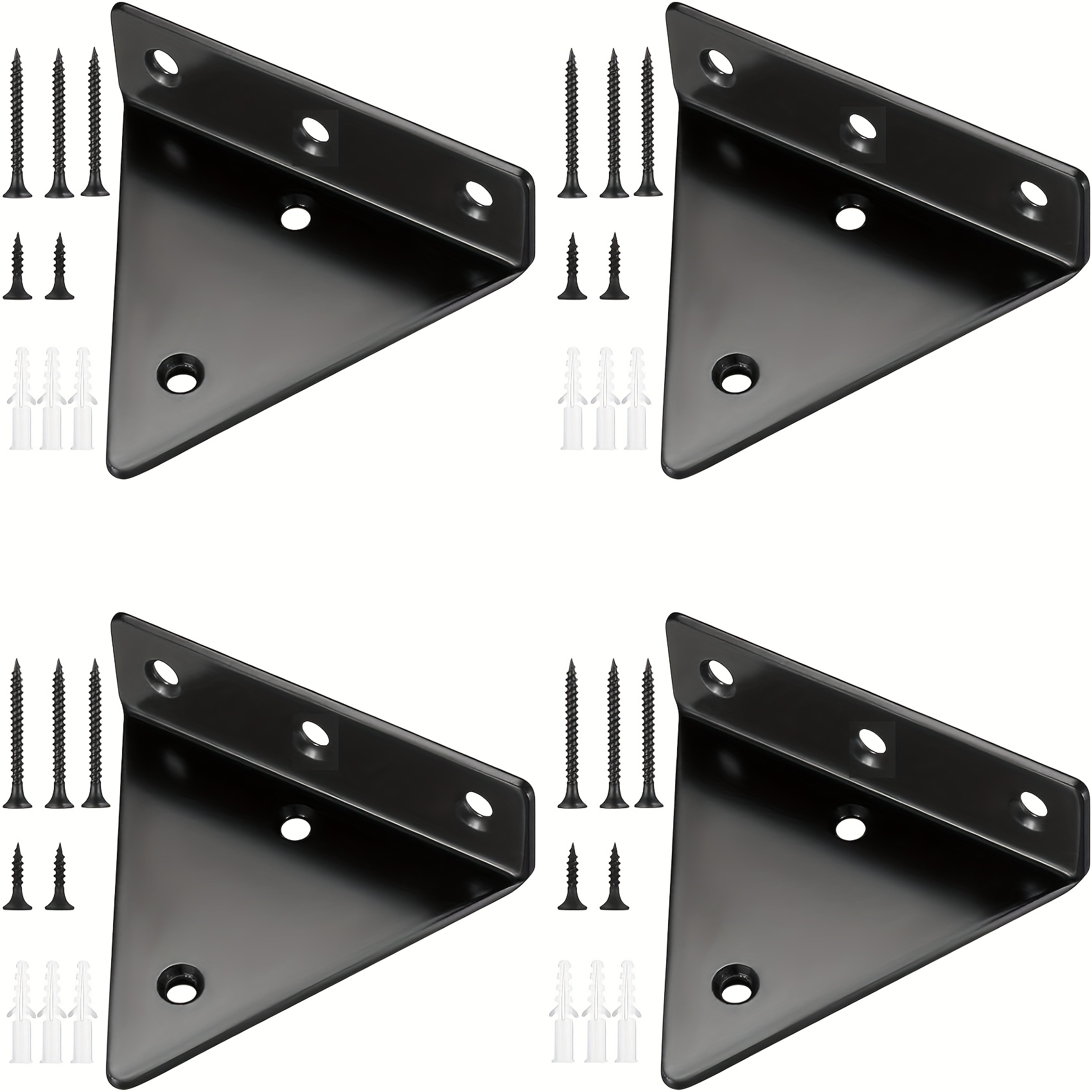 E-shop 2er/ Wandregalhalterungen, Unsichtbare Dreieckshalterung, Versteckte Wandmontage, Schwerlast-Metallhalterungen für Regale, Inklusive Schrauben &