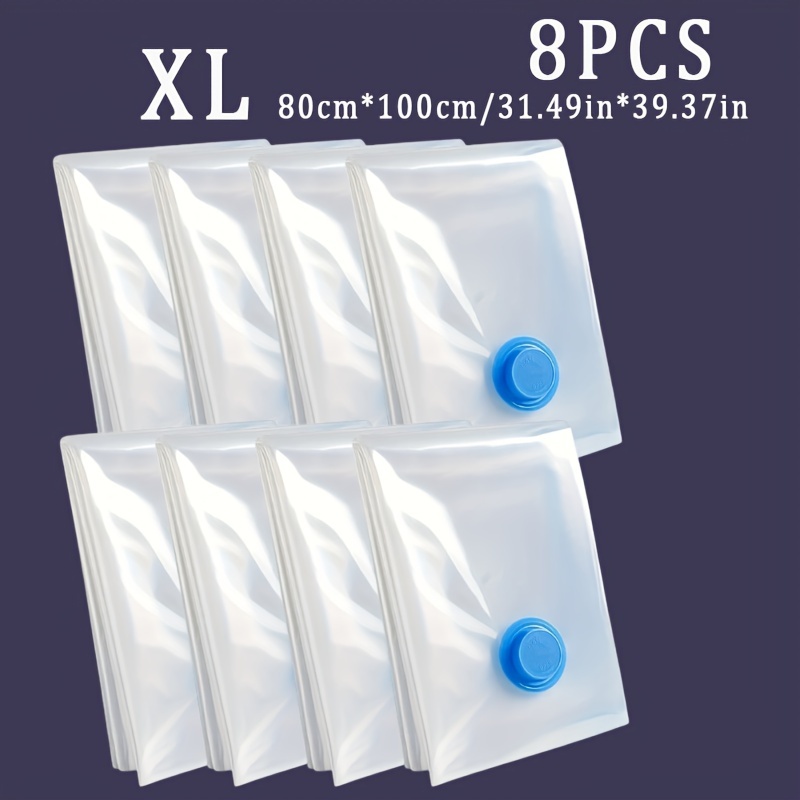 Image of 8pcs Of Vacuum Compression Bags For Organizing Clothes And Quilts, Large Vacuum Bags For Down Jackets, Transparent Vacuum Storage Bags.