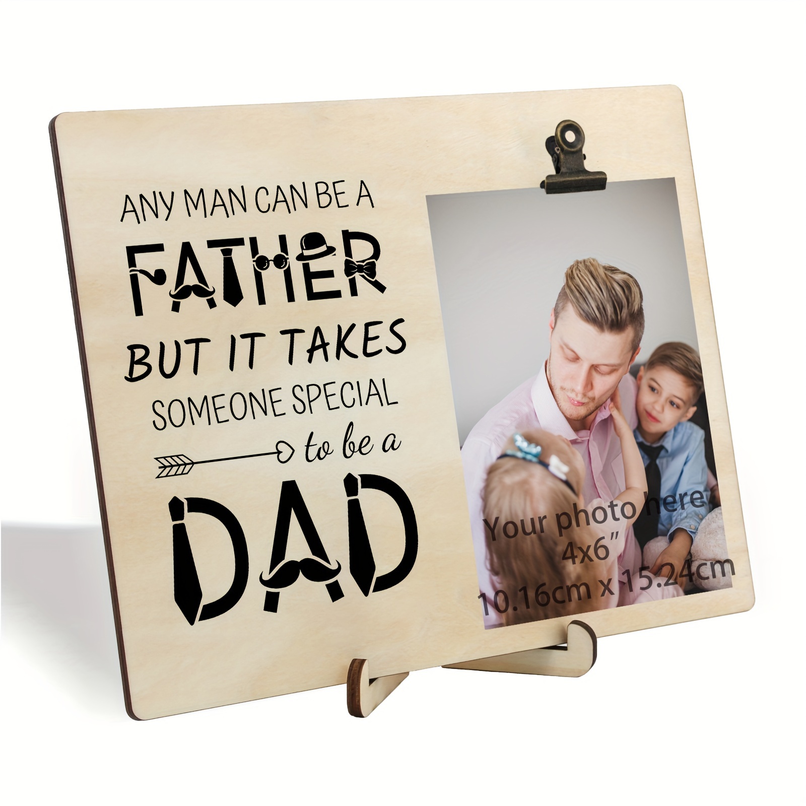 

1pc Gifts For Dad Fathers Day, Any Man Can Be A Father, But It Takes Someone Special To Be A Dad - Engraved Natural Wood Picture Frame, Father Of The Groom, Display Photo 4x6/10x15cm Inch